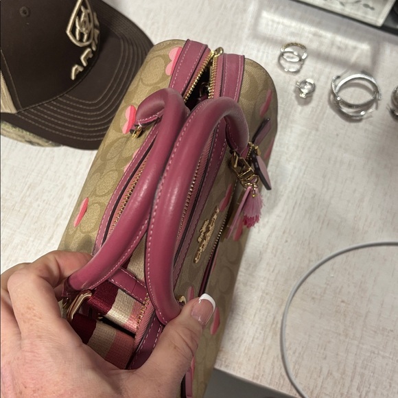Coach Pink and Tan Heart Print Tote Bag Set - Picture 5 of 11